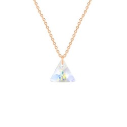 Rose Gold Plated Premium Steel Crystal AB XILION Triangle Necklace Embellished with Premium Grade Austrian Crystal