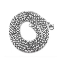 Premium Stainless Steel Round Box Design Long Necklace Chain  (Made in Japan)