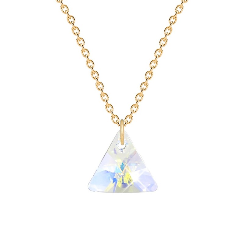 Gold Plated Premium Steel Crystal AB XILION Triangle Pendant Necklace Embellished with Premium Grade Austrian Crystal