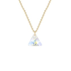 Gold Plated Premium Steel Crystal AB XILION Triangle Pendant Necklace Embellished with Premium Grade Austrian Crystal