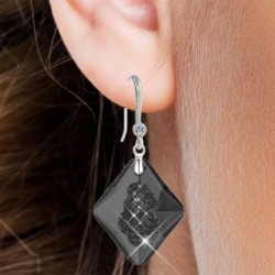 Limited Edition Elegant White Gold Plated Silver Night Growing Crystal Rhombus Premium Earrings