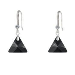 Crystal Jet XILION Triangle Elegant 18K White Gold Plated Earrings Embellished with Premium Grade Austrian Crystals