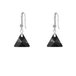 Crystal Jet XILION Triangle Elegant 18K White Gold Plated Earrings Embellished with Premium Grade Austrian Crystals