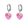 Crystal Rose AB Dainty Heart 18K White Gold Plated Hoop Earrings Embellished with Premium Grade Austrian Crystals