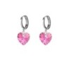 Crystal Rose AB Dainty Heart 18K White Gold Plated Hoop Earrings Embellished with Premium Grade Austrian Crystals