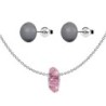 Light Rose Fortune Bead Premium Steel Necklace With Dark Grey Pearl Earrings Set Embellished with Austrian Crystals