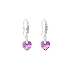 Limited Edition 18K White Gold Plated Luxurious Vitrail Light Heart Crystal Earrings Embellished with Austrian Crystals