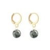 Gold Plated Premium Steel Iridescent Tahitian Crystal Pearl Pendant With Black Diamond Austria Globe Hoop Earrings Set