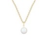 Gold Plated Premium Steel April Birthpearl Pearlescent White 8mm Simply Crystal Pearl Necklace (Made In Japan)