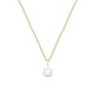 Gold Plated Premium Steel April Birthpearl Pearlescent White 8mm Simply Crystal Pearl Necklace (Made In Japan)