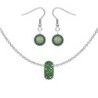 BeCharmed Pave Emerald Bead Slim Premium Steel Necklace With Earrings Set Embellished with Austrian Crystals