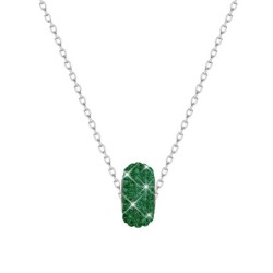 BeCharmed Pave Emerald Bead Slim Premium Steel Necklace With Earrings Set Embellished with Austrian Crystals