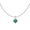 May Birthstone Emerald Princess Cut Crystal Pendant With White Cabochon 10mm Crystal Pearls Stud Earrings Set