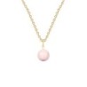 Gold Plated Premium Steel October Birthpearl Rosaline Pink 8mm Simply Crystal Pearl Necklace (Made In Japan)