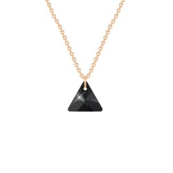 Rose Gold Plated Premium Steel Jet XILION Triangle Pendant Necklace Embellished with Premium Grade Austrian Crystal