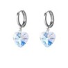 Crystal Aurora Borealis Dainty Heart 18K White Gold Plated Hoop Earrings Embellished with Premium Grade Austrian Crystal