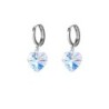 Crystal Aurora Borealis Dainty Heart 18K White Gold Plated Hoop Earrings Embellished with Premium Grade Austrian Crystal