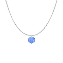 Sapphire Blue Hexagon Star Pendant Premium Steel Necklace Embellished with Premium Grade Austrian Crystal