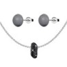 Jet Fortune Bead Premium Steel Necklace With Dark Grey Pearl Earrings Set Embellished with Austrian Crystals