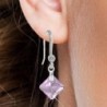 June Birthstone Light Amethyst Princess Cut Premium Austrian Crystal 18K White Gold Plated Elegant Earrings