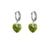 Crystal Olivine Dainty Heart 18K White Gold Plated Hoop Earrings Embellished with Premium Grade Austrian Crystals