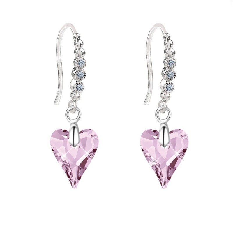 Limited Edition 18K White Gold Plated Luxurious Rosaline Wild Heart Crystal Earrings Embellished with Austrian Crystals