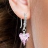 Limited Edition 18K White Gold Plated Luxurious Rosaline Wild Heart Crystal Earrings Embellished with Austrian Crystals