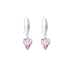 Limited Edition 18K White Gold Plated Luxurious Rosaline Wild Heart Crystal Earrings Embellished with Austrian Crystals