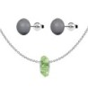 Peridot Fortune Bead Premium Steel Necklace With Dark Grey Pearl Earrings Set Embellished with Austrian Crystals