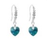 Limited Edition 18K White Gold Plated Luxurious Blue Zircon Heart Crystal Earrings Embellished with Austrian Crystals