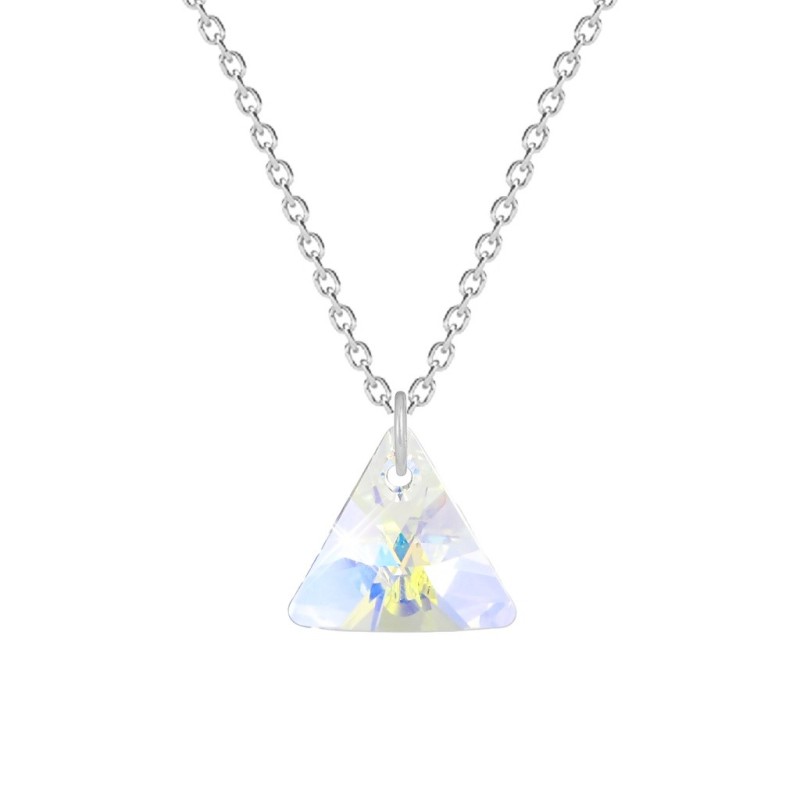 Premium Stainless Steel Crystal AB XILION Triangle Necklace Embellished with Premium Grade Austrian Crystal