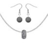 BeCharmed Pave Silver Night Bead Slim Premium Steel Necklace With Earrings Set Embellished with Austrian Crystals