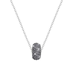 BeCharmed Pave Silver Night Bead Slim Premium Steel Necklace With Earrings Set Embellished with Austrian Crystals