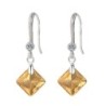 November Birthstone Topaz Princess Cut Premium Austrian Crystal 18K White Gold Plated Elegant Earrings