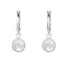 18K White Gold Plated Clear Crystal Hoop Earrings Embellished with Premium Grade Austrian Crystals