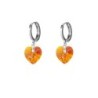 Crystal Topaz Dainty Heart 18K White Gold Plated Hoop Earrings Embellished with Premium Grade Austrian Crystals