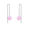 White Gold Plated Hexagon Star Crystal Rosaline Thread Dangling Earrings ( Made In Japan )