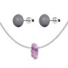 Lilac Shadow Fortune Bead Premium Steel Necklace With Dark Grey Pearl Earrings Set Embellished with Austrian Crystals