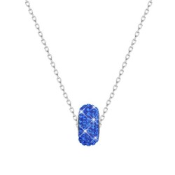 BeCharmed Pave Sapphire Crystal Bead Slim Premium Steel Necklace With Earrings Set Embellished with Austrian Crystals