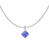 September Birthstone Sapphire Princess Cut Crystal Pendant With White Cabochon 10mm Crystal Pearls Stud Earrings Set