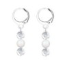 Premium Stainless Steel Hoop Clear Crystal Globe With Pearlescent White Crystal Pearl Trilogy Earrings (Made In Japan)