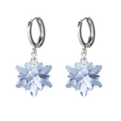 Crystal Blue Shade Edelweiss 18K White Gold Plated Hoop Earrings Embellished with Premium Grade Austrian Crystals