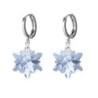 Crystal Blue Shade Edelweiss 18K White Gold Plated Hoop Earrings Embellished with Premium Grade Austrian Crystals