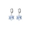 Crystal Blue Shade Edelweiss 18K White Gold Plated Hoop Earrings Embellished with Premium Grade Austrian Crystals