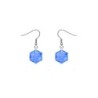 Hexagon Star Crystal Sapphire Steel Earrings Embellished with Premium Grade Austrian Crystals (Made In Japan)