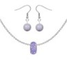 BeCharmed Pave Tanzanite Bead Slim Premium Steel Necklace With Earrings Set Embellished with Austrian Crystals