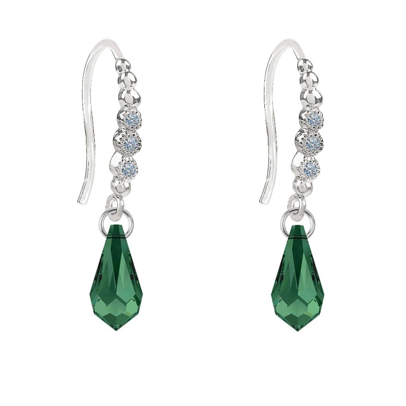 Limited Edition Premium Luxurious Emerald Crystal Teardrop Earrings Embellished with Austrian Crystals