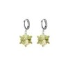 Crystal Luminous Green Edelweiss 18K White Gold Plated Hoop Earrings Embellished with Premium Grade Austrian Crystals