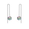 White Gold Plated Hexagon Star Crystal Paradise Shine Thread Dangling Earrings ( Made In Japan )