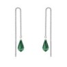 White Gold Plated Emerald Teardrop Crystal Thread Dangling Earrings Embellished with Premium Grade Austrian Crystals